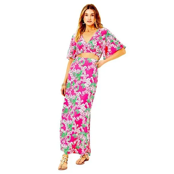 Lilly Pulitzer Minka Maxi Skirt Set in Roxie Pink/Worth A Look NWT - Size XL - Picture 2 of 11